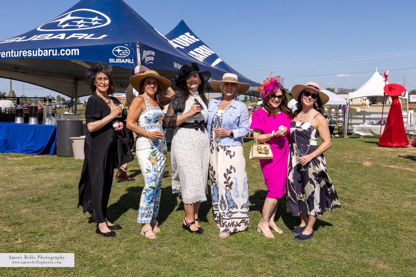 Guests in Derby hats and spring dresses